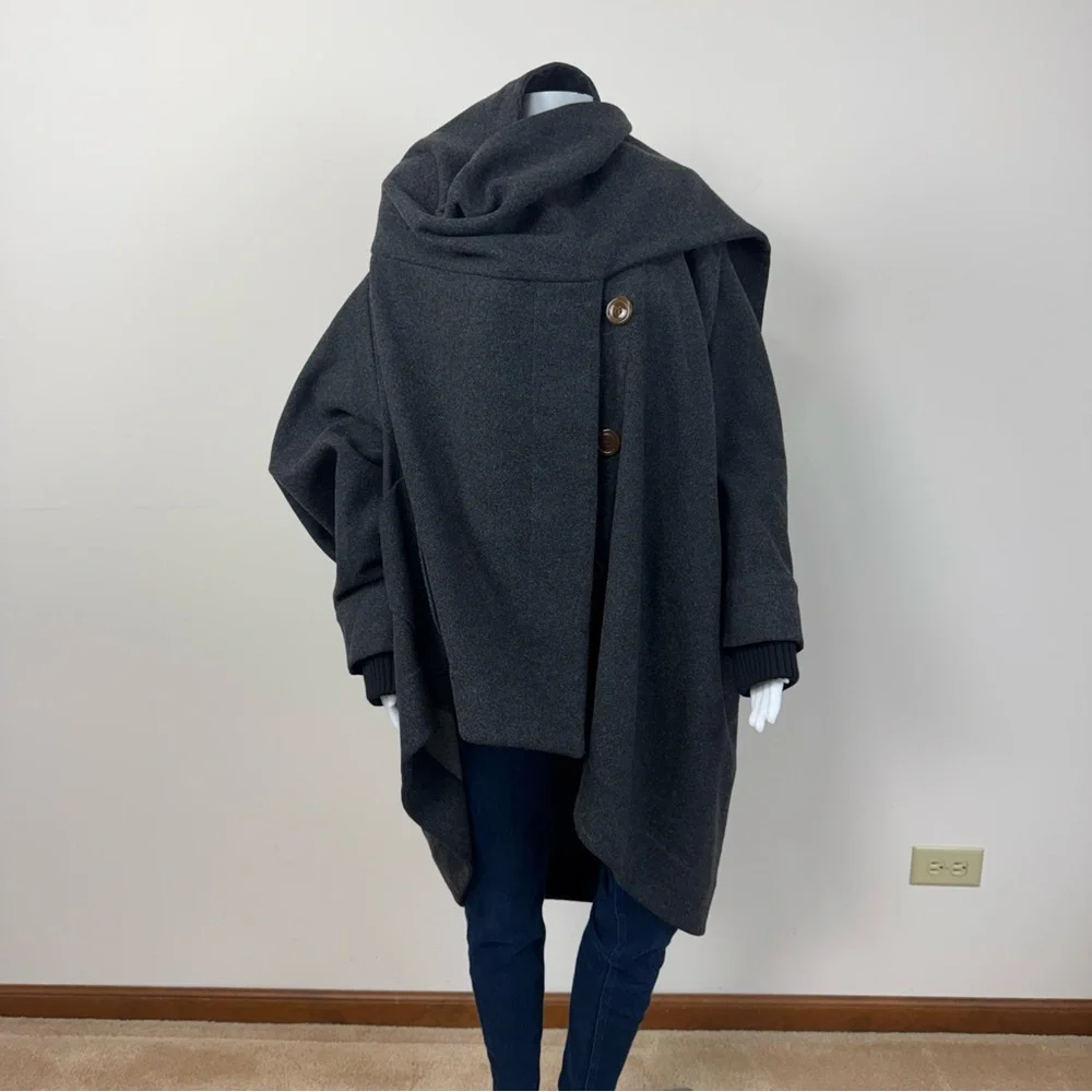 Vivienne Westwood Red Label Asymmetric Draped Wool Scarf Coat Gray Sz M - Picture 9 of 16